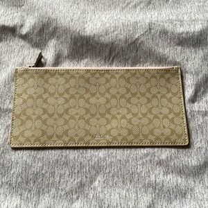 Coach Signature Slim Pouch- Pink & Brown